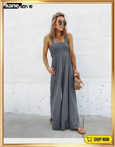 Summer Wide Straps Wide Legges Jumpsuit Dresses Club, Product Name, Club Dresses, Wide Straps, Jumpsuit, Dresses, Clothes