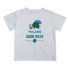 Tulane Green Wave Soccer V1 Blue Short Sleeve Tee ShirtLooking for a cool and comfortable way for your little one to show their team spirit? Look no further than Vive La Fete's game day tee shirt for kids! With its stylish design and officially licensed colors and graphics, your child will be ready to play, go to the game, and cheer loudly and proudly for their favorite team. Here are some of the key features: Available in infant, toddler, and youth sizes ranging from 6 months to 20 years. Check White Mascot T-shirt For Football Season, White Sports Fan T-shirt With Mascot, White Mascot T-shirt For Game Day, White School Spirit T-shirt With Mascot, Team-colored Short Sleeve T-shirt With Mascot, White Mascot T-shirt For Fan Gear, Team Spirit T-shirt With Mascot, School Spirit White T-shirt With Mascot, White T-shirt With School Spirit Mascot