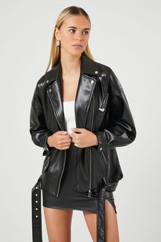 Faux Leather Belted Moto Jacket | Forever 21 Faux Leather Moto Jacket, Faux Leather Belts, Leather Moto, Leather Moto Jacket, Nice Leather, Leather Jackets Women, Moto Jacket, Outerwear Jackets, Leather Belt