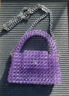 Gorgeous crystal handmade purse, made with acrylic crystals. Beautiful, sparkly purse in purple color. 17x11x4 centimeters. Comes with silver color chain. Sparkling Crystal Evening Bag, Formal Sparkling Crystal Bag, Handheld Crystal Bags With Rhinestones, 90s Purses, Elegant Beaded Purple Shoulder Bag, Purple Glitter Bag, Sparkly Purse, Crystal Purse, Crystal Handbag