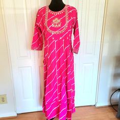 Brand New. Bollywood Indian Pakistani Kurthi Anarkali Gown. Fabric Rayon. Size M (Pit To Pit 38") L (Pit To Pit 40") Xl (Pit To Pit 42") Xxl (Pit To Pit 44") Pink Anarkali Kurta For Transitional Season, Pink Anarkali Kurta For Seasonal Transition, Diwali Maxi Length Kurta With Gota Work, Diwali Gota Work Maxi Length Kurta, Diwali Gota Work Kurta Maxi Length, Diwali Maxi Dress With Gota Work, Navratri Mirror Work Maxi Kurta, Diwali Gota Work Maxi Dress, Maxi Length Kurta With Gota Work For Navratri