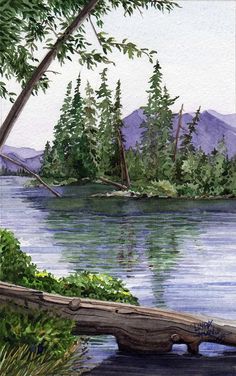 Lake Wenatchee, Lake Painting, Posters For Sale, 수채화 그림, Watercolor Trees, Wow Art, Watercolor Inspiration, Art Watercolor, Watercolor Landscape