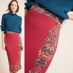 51% Viscose, 45% Polyester, 4% Elastane Pencil Silhouette Pull-On Styling Knit Pencil Skirt, Farm Rio, Women Skirts Midi, Skirt, Anthropologie, Pencil Skirt, Midi Skirt, Womens Skirt, Wardrobe