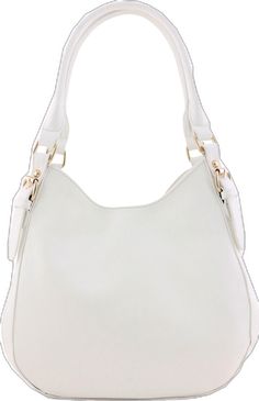 Elegant Faux Leather Hobo Bag With Gold-tone Hardware, White Faux Leather Satchel, Elegant Faux Leather Hobo Bag For Errands, Elegant White Faux Leather Satchel, White Faux Leather Satchel For Daily Use, White Hobo Bag With Gold-tone Hardware For Everyday Use, White Faux Leather Satchel For Everyday Use, White Hobo Bag With Gold-tone Hardware, White Faux Leather Tote Satchel