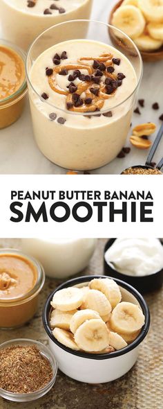 peanut butter banana smoothie with chocolate chips in bowls