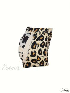 Eromis - Medium Stretch Womens Plus Size Casual Shorts with Slogan, Cow, and Leopard Print - A Perfect Blend of Comfort and Style. Fitted Graphic Print Bottoms For The Beach, Fitted Graphic Print Beach Bottoms, Track Shorts, Plus Size Casual, Knit Fabric, Leopard Print, Casual Shorts, Cow, Plus Size