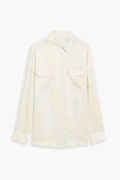 EQUIPMENT Signature printed washed-silk shirt Shop Equipment, Women's Blouses, Ami Paris, Designer Tops, Signature Print, Everyday Wardrobe, Silk Shirt, Favorite Jeans, Long Tops