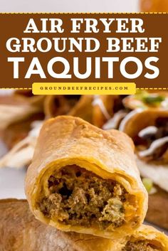 Serve this easy appetizer idea! Delicious and fun to eat, these air fried taquitos are also a family-friendly dinner. So, get your air fryer ready and give this ground beef taquito recipe a try! Ground Beef Air Fryer, Air Fried Taquitos, Air Fryer Beef Taquitos, Beef Air Fryer, Ground Beef Taquitos, Air Fryer Taquitos, Beef Taquitos, Taquitos Beef, Taquitos Recipe