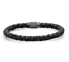 This skinny woven men's leather bracelet has a contrasting stainless steel magnetic clasp for easy on/off wear. Layer it with a watch or other bangles and stack up on style. From Steel by Design® Jewelry. Minimalist Black Braided Bracelet With Stainless Steel Clasp, Everyday Black Braided Leather Bracelet, Modern Black Braided Bracelets, Black Braided Bracelets For Everyday, Everyday Black Braided Bracelets, Modern Black Braided Bracelets With Stainless Steel Clasp, Everyday Black Braided Jubilee Bracelet, Casual Black Stainless Steel Braided Bracelet, Men's Leather Bracelet