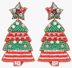 Spread festive cheer with these blingy Jeweled Layered Christmas Tree Beaded Earrings! Twinkling with personality (and sparkly stones!) these earrings will have you feeling like the star of the show. Deck your ears in style this season with these dazzling holiday earrings! Christmas Festive Beaded Dangling Earrings, Christmas Party Beaded Dangling Earrings, Christmas Party Dangling Beaded Earrings, Christmas Party Jewelry With Dangling Beads, Holiday Party Beaded Earrings, Christmas Party Earrings With Dangling Beads, Christmas Party Beaded Drop Earrings, Festive Christmas Beaded Drop Earrings, Christmas Party Beaded Earrings