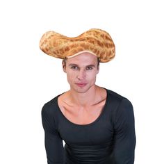 a man wearing a giraffe hat on his head