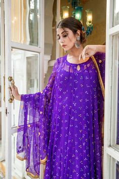 Palazzo Suits in USA| Purple Georgette Bandhej Print Kurt Palazzo Set Bandhej Suits Design, Jun Ji Hyun Fashion, Bandhej Print, Cotton Palazzo Pants, Kurta Palazzo Set, Mehendi Outfits, Georgette Dupatta, Womens Trendy Dresses, Ji Hyun