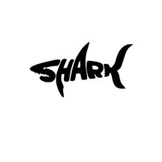 the word shark written in black ink on a white background