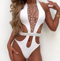 Extra- bling out sexy one piece bodysuit swimsuit Sheer Swimsuit, Vintage Swimwear, Monokini Swimsuits, One Piece Bodysuit, Trend Fashion, One Piece For Women, Monokini, Swim Suit, One Piece Swimwear