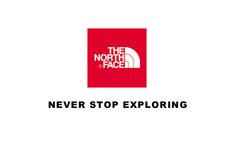 the north face logo on a white background with black text that reads, never stop exploring