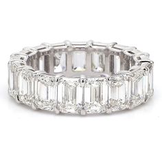 Ninacci Platinum Eternity Band with GIA Certified Emerald-Cut Diamonds - 6.99 Carat Total Diamond Weight - Size 5.0 Emerald Cut Diamond Eternity Band, Diamond Birthstone, Vs2 Diamond, Stunning Engagement Ring, Sapphire Wedding, Emerald Cut Diamond, Eternity Wedding Band, Platinum Metal, Eternity Band Diamond