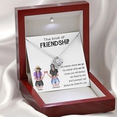 Bestie Custom Necklace The Knot Of Friendship No Matter Where Personalized Gift Love Knot Necklace ShineOn Romantic Messages, Two Souls, Love Knot Necklace, True Friendship, Love Knot, Luxury Boxes, Romantic Gifts, Knot Necklace, Eternal Love