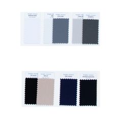 four different shades of black, white, and grey color swatches on a white background