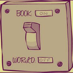 a drawing of a light switch with the words book on and word off written below