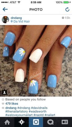 April Dip Nails, Trendy Gel Nails Spring, Blue Sns Nails Designs, Dip Spring Nails, Simple Spring Nails Short, Spring Break Nails Acrylic, Spring Nails Blue, Spring Break Nails, Simple Spring Nails