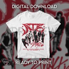 Skz Shirt Design, White Sublimation Print Graphic Tee, White Graphic Tee With Sublimation Print, White Graphic Tee With Custom Sublimation Design, White Graphic Tee With Custom Print, T-shirt Designs, Straykids Concert, Skz Outfits, Skz Merch