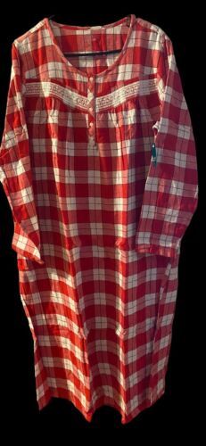 Womens Flannel Nightgown Croft & Barrow Size 1X Red Plaid 100% Cotton NWT | eBay Plaid Cotton Sleepwear, Plaid Cotton Sleepwear For Bedtime, Cotton Plaid Sleepwear For Bedtime, Plaid Cotton Sleepwear For Home, Cotton Plaid Sleepwear For Home, Plaid Cotton Sleepwear For Sleepover, Red Cotton Nightgown For Loungewear, Red Cotton Nightgown For Sleepover, Red Long Sleeve Nightgown For Home