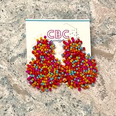 Post Back, Multicolor Beads, Never Worn Multicolor Beaded Earrings For Beach In Spring, Vibrant Red Beaded Earrings, Trendy Red Beaded Earrings For Beach, Casual Colorful Beaded Earrings, Casual Multicolor Dangle Beaded Earrings, Casual Multicolor Beaded Dangle Earrings, Casual Multicolor Beaded Earrings, Cat Earrings Studs, Golden Yellow Color