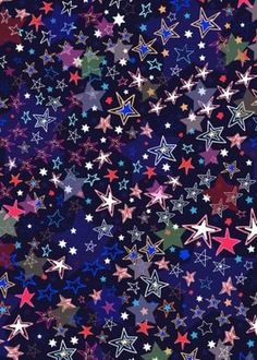 an image of stars in the night sky with many colors and sizes on it, all over