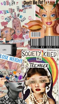 collage of magazines with pictures of women and men in their faces, including an advertise for the magazine's cover