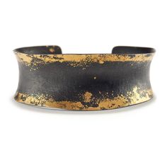 Iron and Gold Cuff Bracelet by Pat Flynn | Bracelet Contemporary Estate cuff gold Iron pat flynn yellow gold Elegant Bangle With Antique Finish, Formal Hand Forged Cuff Bangle Bracelet, Formal Hand Forged Cuff Bracelet, Hand Forged Cuff Bracelet For Formal Occasions, Formal Hand-forged Cuff Bracelet, Gold Patina Bangle Jewelry, Elegant Hand Forged Cuff Bracelet For Formal Occasion, Elegant Gold Bangle With Oxidized Finish, Gold Oxidized Finish Cuff Bracelet Gift