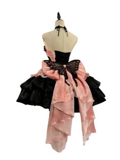 ❤Black Pink Lolita Princess Pure Style Halter Neck Suspender Dress❤︎ Pink And Black Gothic Dress, Pink And Black Fantasy Outfit, Pink Black Wedding Dress, Unique Pink Dress, Lolíta Dresses, Pink Goth Dress, Black And Pink Wedding Theme, Rose Inspired Outfits, Black And Pink Clothes