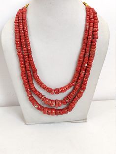 Beautiful 3"Strand Red Coral Beads Necklace, Italian Coral Necklace, Coral Beads Necklace, Handmade Necklace Gemstone, Coral Smooth Necklace About Item : Carat Weight : 730 Cart  ( 146 Gram ) STONE DIMENSION :  Beads Length : 6 x 14 MM Beads Width : 3 x 7 MM  Shape :- Beads Necklace Strand Length : 18 Inch  Payment policy We accept the payment via PayPal only. Shipping policy We Ship the item as per our shipping policy once we receive the payment. We understand that getting your items quickly is Red Coral Beads For Jewelry Making, Large Red Coral Beads For Jewelry Making, Red Rondelle Gemstone Beads, Red Coral Necklaces With Round Faceted Beads, Red Coral Polished Beads For Jewelry Making, Red Coral Necklace With Faceted Beads, Red Coral Gemstone Beads For Jewelry Making, Red Rondelle Spacer Beads Jewelry, Faceted Red Coral Necklace