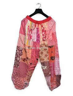 Pink Patchwork Harem Pants, Boho Hippie Harem Pants, Wide Leg Bohemian Pant #ad Harem Pants Outfit, Pink Patchwork, Design Pants, Yoga Trousers, Leg Yoga, Bohemian Pants, Pants Boho, Beachy Boho, Hippie Outfits