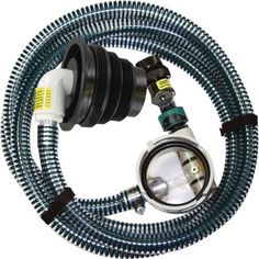 a hose connected to an air pump on a white background