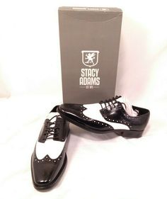 Stacy Adams Men's Dress Shoes * Model Stacy Adams Tinsley * Wingtip/Brogue Styling * Lace Up * Fully Cushioned Memory Foam Insoles Color- Black and White Material- Leather Upper and Linings, Balance Man Made Condition- New with Box Size- Men's 7.5 M Men High Heels, Brogues Style, Men's Dress Shoes, Oxford Style, Shoes Model, Mens Cardigan Sweater, Nice Style, Mens Cardigan, White Material