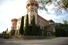 an old castle with ivy growing on it's sides