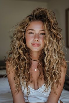 Enhance the natural beauty of your hair with a striking blend of blonde balayage and luscious curls. The harmonious combination elevates your hair by introducing depth, dimension, and a radiant sun-kissed effect to curly textures. Embrace an effortlessly chic look that accentuates your unique style. Blonde Highlights Curly Hair Natural Curls Beach Waves, 3a Blonde Hair, Balayage On Naturally Curly Hair, Curly Blonde Hair Naturally, Dark Blonde Hair Curly, Honey Blonde Balayage Curly Hair, Natural Curly Hair Blonde, Curly Hair Color Ideas Balayage, Curly Hair Blonde Balayage