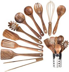 wooden utensils and spoons arranged in a circle