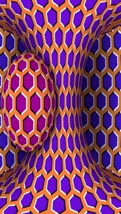 two balls are in the center of an abstract pattern, with orange and purple colors