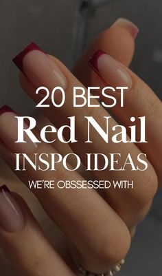 Gorgeous Red Nail Ideas | Fall Winter Nail Ideas | Cherry Red Nail Inspo #rednails #nailinspo Red V French Tip Nails Coffin, Romantic Red Nails, Red Nail Polish On Dark Skin, Short Red Winter Nails, Candy Apple Red Nails Design, Christmas Red Gel Nail Polish, Nude Nails With Red Tips, Short Classy Red Nails, Red Tipped Nails French