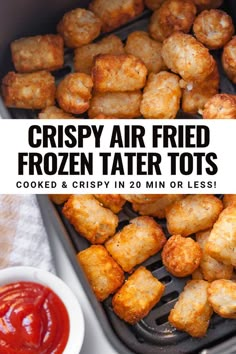 crispy air fried frozen tater tots on a grill with ketchup