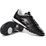 a pair of black and white soccer shoes