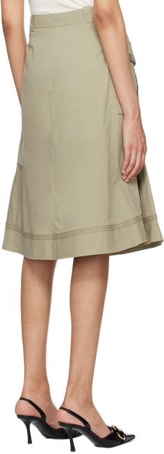 Stretch cotton- and viscose-blend canvas skirt. Webbing trim throughout. · Wrap, paneled, and layered construction · Belt loops and integrated cinch belt · Two-pocket styling · Offset zip-fly · Unlined Supplier color: Fog Belted Cotton Cargo Skirt, Canvas Skirt, Cargo Midi Skirt, Cinch Belt, 3.1 Phillip Lim, Phillip Lim, Stretch Cotton, Midi Skirt, Trim