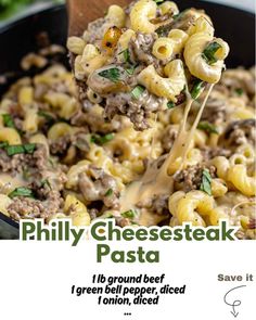 Philly Cheese Steak Pasta, Cheese Steak Pasta, Health Chicken Recipes, Cheese Steak, Philly Cheese, Green Bell Pepper