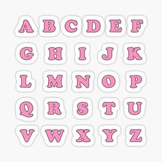 the alphabet is pink and white sticker