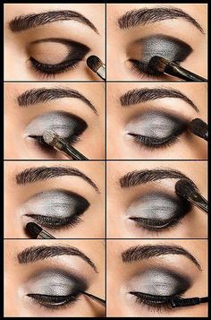 Maquillaje Smokey Eyes, Black And Silver Eye Makeup, Smokey Eyes Tutorial, Makeup Products Sephora, Silver Eye Makeup, Smokey Eye Easy, Dark Eye Makeup, Makeup Tip, Dramatic Eye Makeup