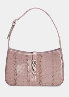 Saint Laurent Le 5 A 7 YSL Snakeskin Shoulder Bag - Bergdorf Goodman Ysl Shoulder Bag, Ysl Logo, Girly Bags, Girly Accessories, Fancy Bags, Pretty Bags, Saint Laurent Bag, Dream Shoes, Cute Bags