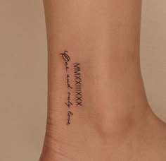 a woman's foot with a tattoo that reads, i am not okay to do anything