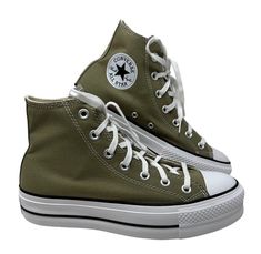 Converse Ctas Lift Platform High Shoe Khaki Canvas Women Casual Sneakers A07571F Brand new with box no lid. 100% AUTHENTIC! Rise above “everyday” in these platform Chucks. A high sole gets you closer to the clouds, while ultra-comfy foam helps you feel like you’re walking on them. Plus, classic canvas in pairs-with-anything colors keeps your style grounded like only Chucks could. Durable canvas upper for that classic Chucks look and feel EVA foam has a lightweight feel Elevated platform for added height Iconic All Star tongue label and license plate EVA cushioning for comfort Check out my Store for more models! PAYMENT  Make sure you make a payment! Otherwise we will not send your order. SHIPPING For US customers: We ship to confirmed PayPal address ONLY. Delivery time may vary based on th Platform Chucks, High Shoes, Rise Above, Eva Foam, Walk On, Casual Sneakers, License Plate, All Star, Casual Women