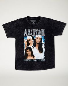 Rock out to your favorite Aaliyah tunes in this officially licensed Aaliyah Collage T Shirt and you'll always be feeling in a good mood. With this stylish t shirt added to your wardrobe you'll always be able to show love for one of your favorite artists of all time and everyone will see you've got great taste in muisc and style. Crewneck Short sleeves Material: Cotton Care: Machine wash; tumble dry low Imported This shirt is Unisex Sizing only For a fitted look, order one size smaller than your normal size Aaliyah Shirt Outfit, Aaliyah Collage, Aaliyah Shirt, Aaliyah T Shirt, Stylish T Shirt, Teen Outfits, Show Love, Psychobilly, Aaliyah